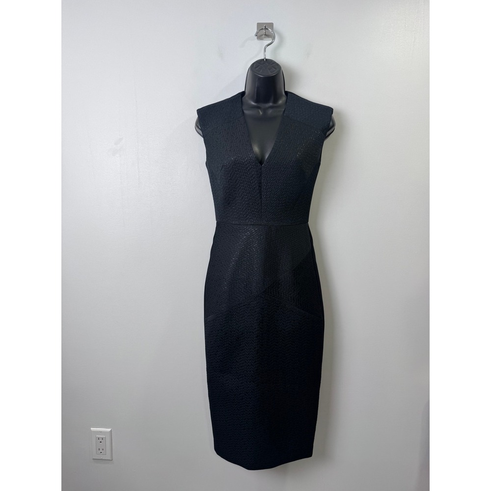 NWT Suistudio Sheath Dress Women Black Jacquard Jordan B V-Neck Size 34 (US 2)